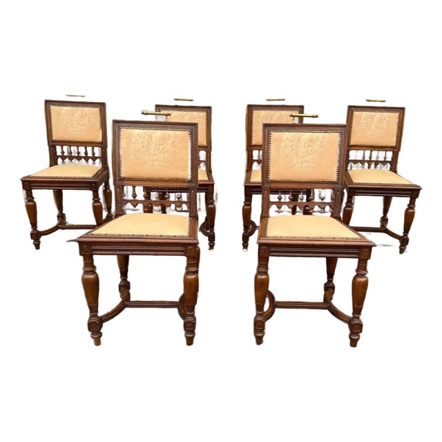 Antique Renaissance Revival Style Dining Chairs. Set of 6 For Sale