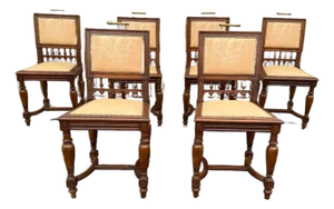 Antique Renaissance Revival Style Dining Chairs. Set of 6