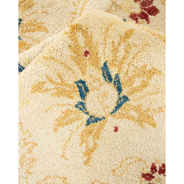 Textile Vintage Traditional Hand Knotted Wool Area Rug, Ivory - 6'1" X 9'3" For Sale - Image 7 of 9