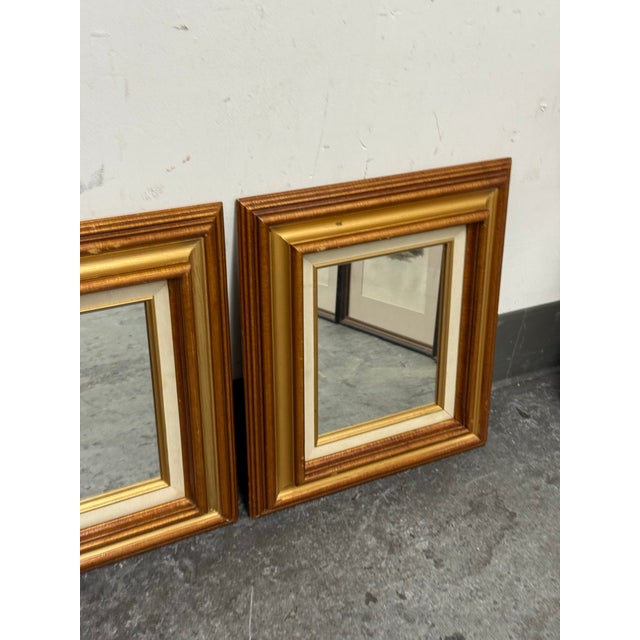 Vintage Square Giltwood Wall Mirrors, 20th Century, Pair For Sale - Image 4 of 12