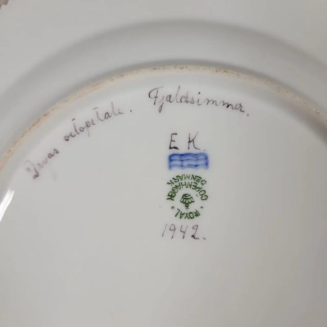 Ceramic Antique Royal Copenhagen Flora Danica “Dryas Octopetala” Botanical Dinner Plate, Iceland National Flower For Sale - Image 7 of 7