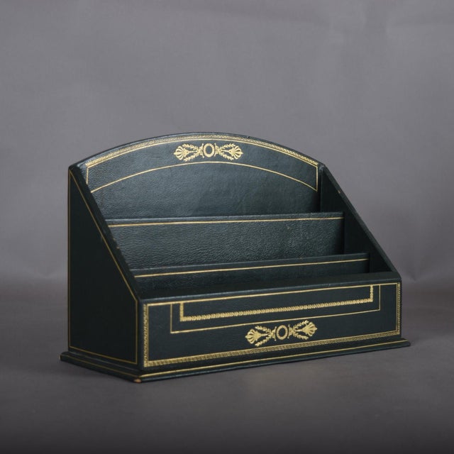 Gold Green and Gold Three-Tier Letter Holder, 1960s For Sale - Image 8 of 16