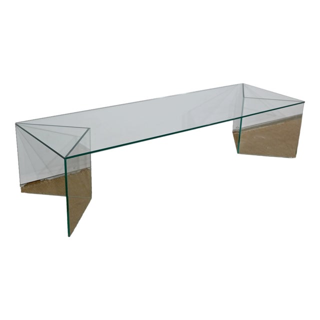 Rectangular Glass Coffee Table, 1970s For Sale