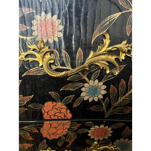 Louis XVI Style Hand Painted Floral Bombe Commode, Early 20th Century For Sale - Image 4 of 9