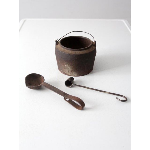 Antique Smelting Pot and Ladles For Sale - Image 4 of 12
