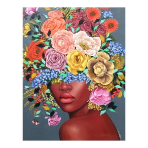 Ada - Figurative Floral Woman Bright Colorful Original Artwork by Sally K