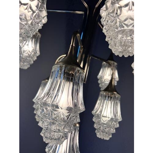10-Light Chandelier in Glass and Chrome by Richard Essig For Sale - Image 5 of 11