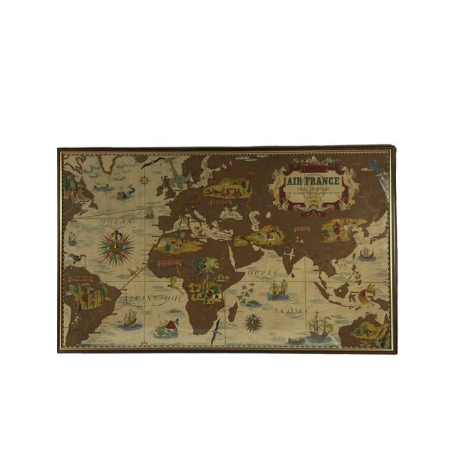 Brown 1939 Lucien Boucher, Air France 'Nova Et Vetera' Poster Map, Paris France For Sale - Image 8 of 13