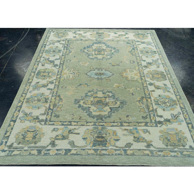 Turkish Oushak Rug 5'2" x 6'11" #19104 Explore a curated collection of hallway runners, wool rugs, and handmade...