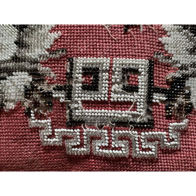 Experience the timeless elegance of the Biedermeier period with this exquisite pillow, crafted from luxurious red linen...