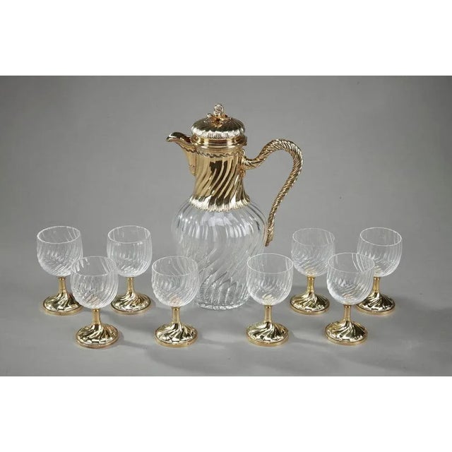 Metal Crystal Beverage Service by Maison Boin-Taburet, Set of 9 For Sale - Image 7 of 18