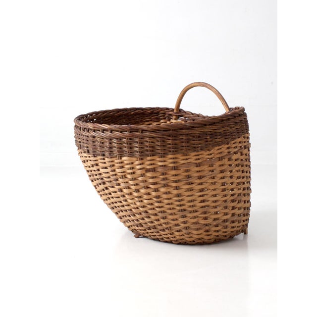 Vintage Large Wicker Gathering Basket For Sale - Image 4 of 15