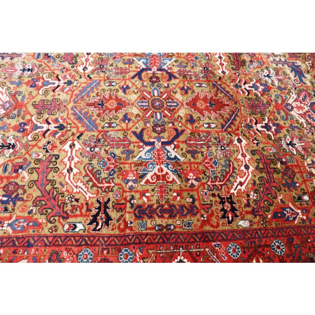 Red .Antique Persian Heriz Carpet, 7'4" X 9'10" For Sale - Image 8 of 9