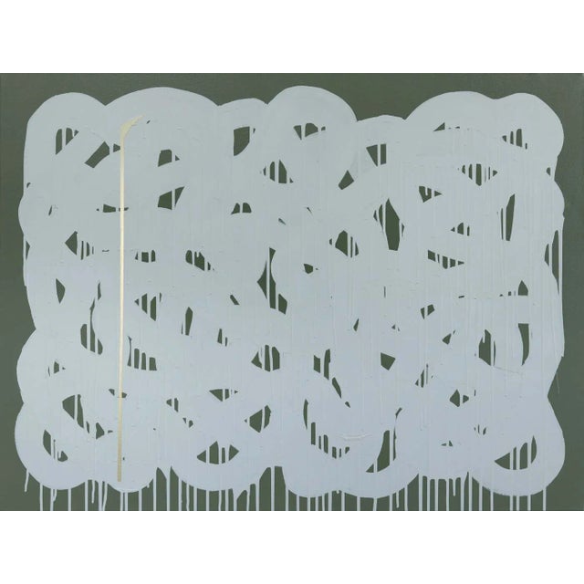 Fruity Ramen Alchemy: Lead to Gold - Green Minimalist Abstract Original Artwork by Jason DeMeo For Sale