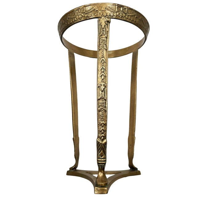 Brass 1950s Art Nouveau Style Brass Orb With Embossed Pedistal Desktop Sculpture For Sale - Image 8 of 9