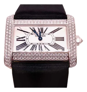 Cartier 18 Karat White Gold Mini Tank Divan Watch Diamond Paved Case