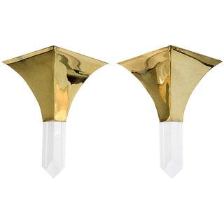 Brass & Lucite Sconces, A Pair For Sale