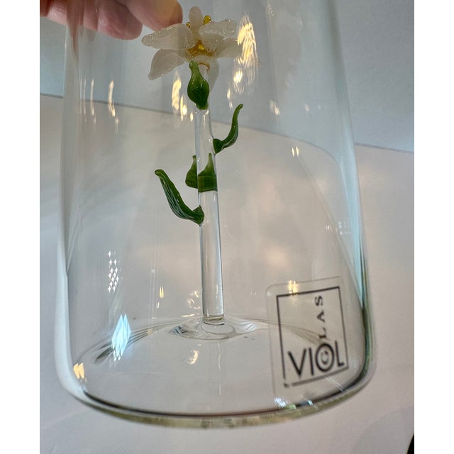 Rare Vintage Viol Glas German Art Glass Edelweiss Bottle / Decanter For Sale - Image 11 of 12