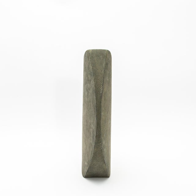 Shagreen Vase With Brass Details by R&y Augousti For Sale In Los Angeles - Image 6 of 11