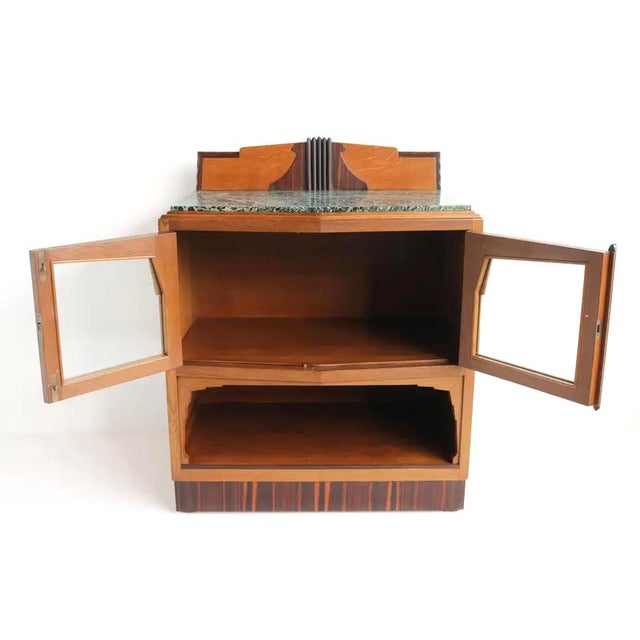 1920s Antique Dutch Art Deco Amsterdam School Tea Display Cabinet in Oak and Marble, 1920s For Sale - Image 5 of 18