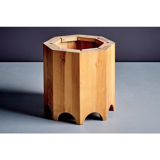 1970s Octagonal Pedestal Table with Round Slate Top, France, 1970s For Sale - Image 5 of 12