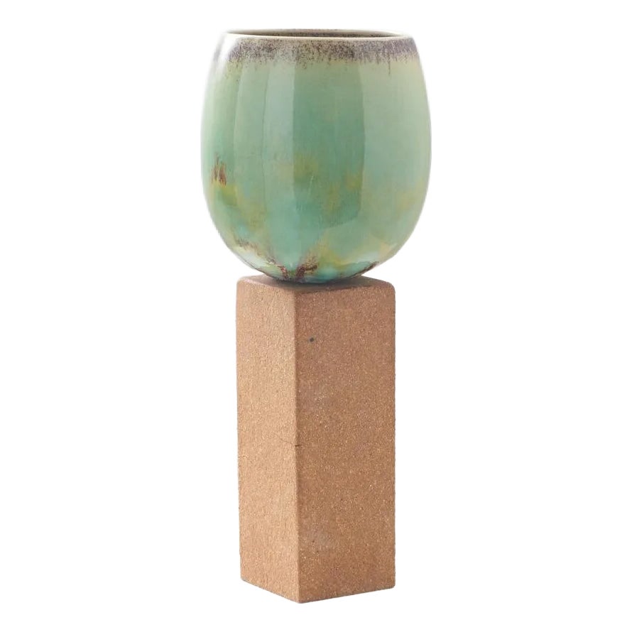 Ovoid Vase on Tall Base by Stig Lindberg | Chairish