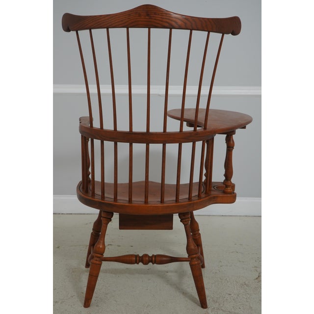 1970s Frederick Duckloe Oak, Cherry, and Walnut Comb-Back Windsor Desk Writing Chair For Sale - Image 5 of 18