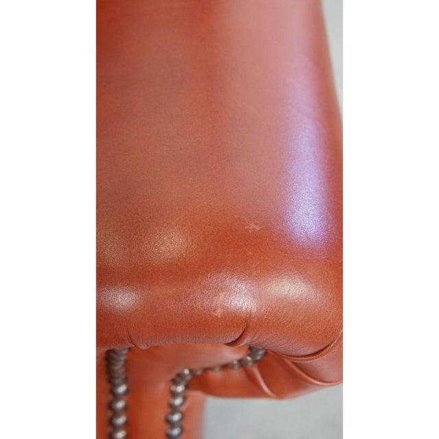 English Chesterfield Wing Chair in Cowhide Leather For Sale - Image 13 of 16