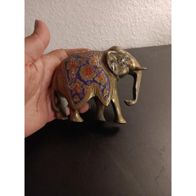 1970s 1970s Solid Brass Ornate Elephant Sculpture For Sale - Image 5 of 7