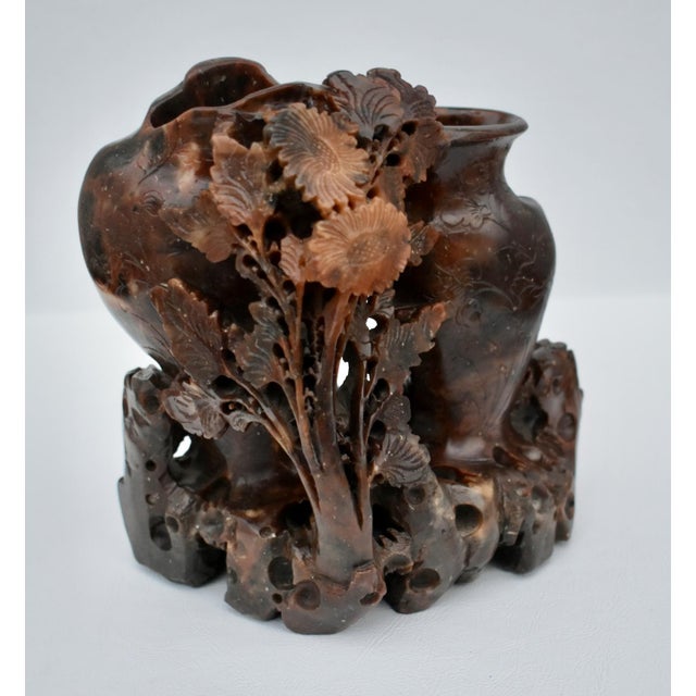 Vintage Carved Ornate Soapstone Scultpure For Sale - Image 13 of 13