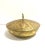 A sculptural Hollywood Regency brass covered bowl featuring a radiant starburst design and elegant swan finial. This...