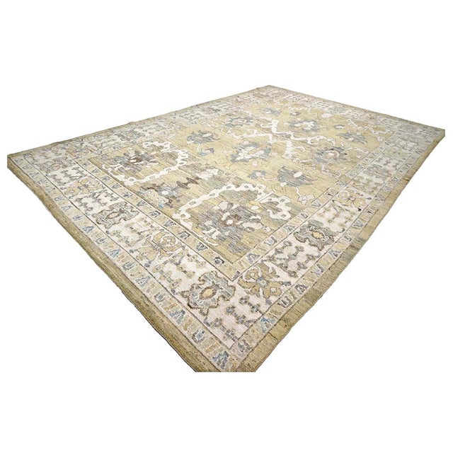 Turkish 21st Century Turkish Oushak Wool 9x13 Gold, Ivory & Gray Handmade Area Rug #1144134 For Sale - Image 3 of 11