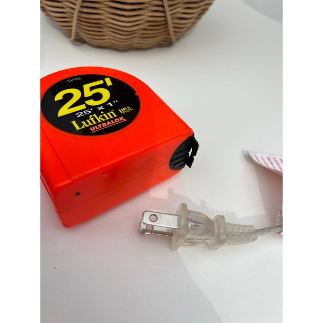 Pair of 1970s Wicker Round Lamps With White Lampshades For Sale In Atlanta - Image 6 of 6