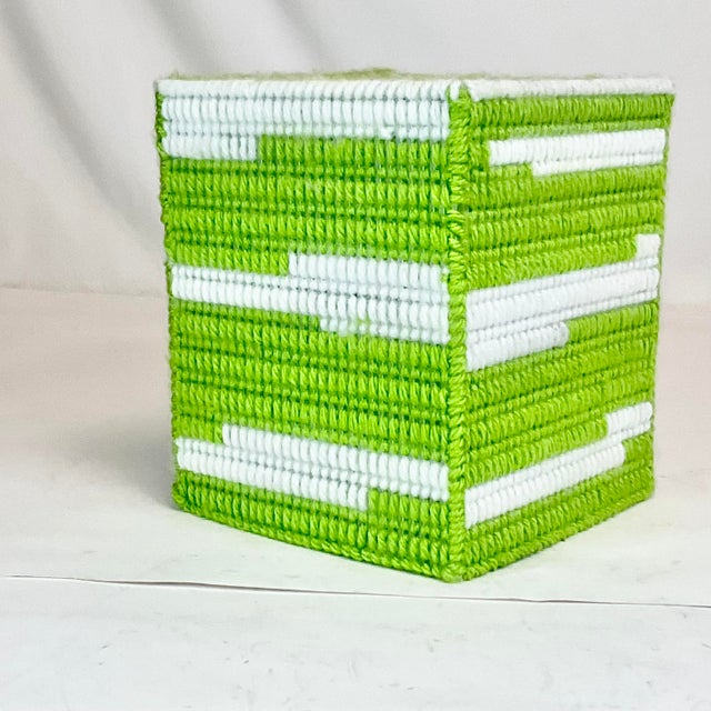 Textile 1970s Boho Chic Folk Art Yarn Tissue Box Cover. For Sale - Image 7 of 8