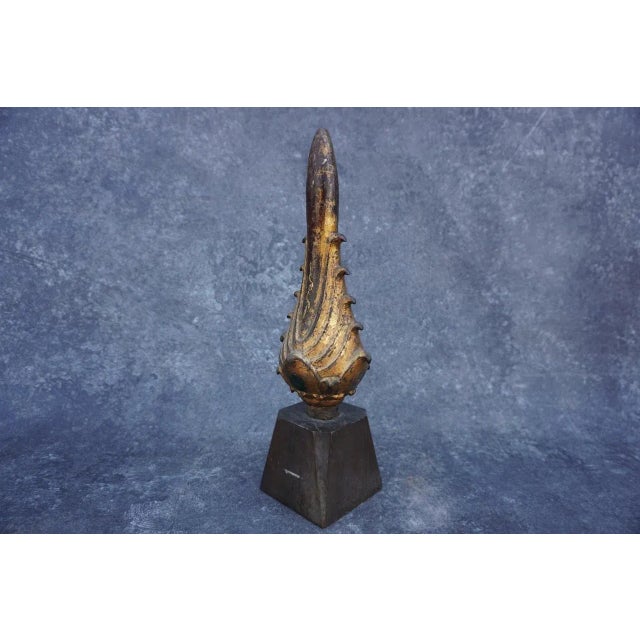 Mid 19th Century Gilt Bronze Buddhist Temple Figure: Enlightened Flame Finial - Siraspata Sculpture For Sale - Image 5 of 7