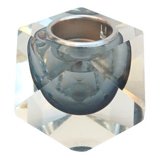 Italian Murano Faceted Sommerso Smoked Glass Candleholder, 1970s For Sale