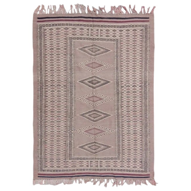 Vintage Moroccan Flat Rug For Sale