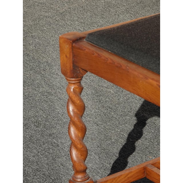 Set Four Vintage Oak Mission Style Barley Twist Oak Black Dining Room Chairs For Sale - Image 9 of 14
