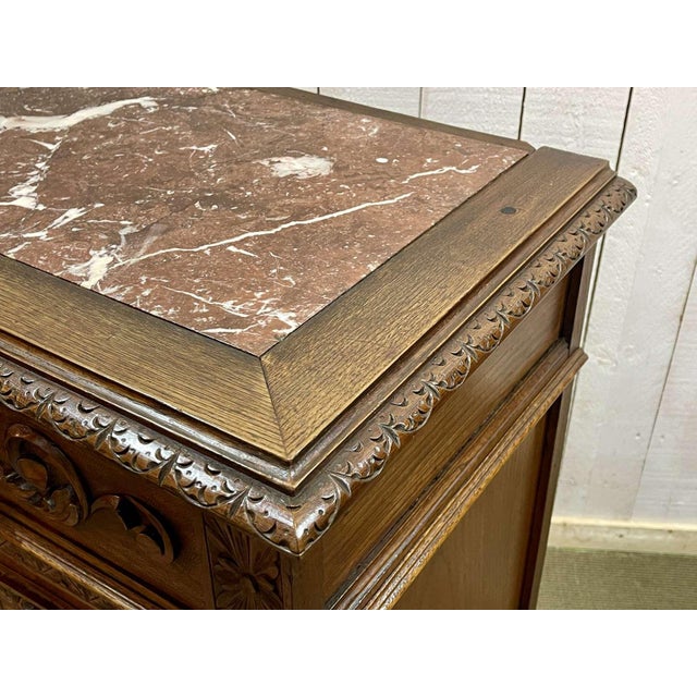 Brown 20th Century Breton Oak Serving Table with a Marble Top For Sale - Image 8 of 15