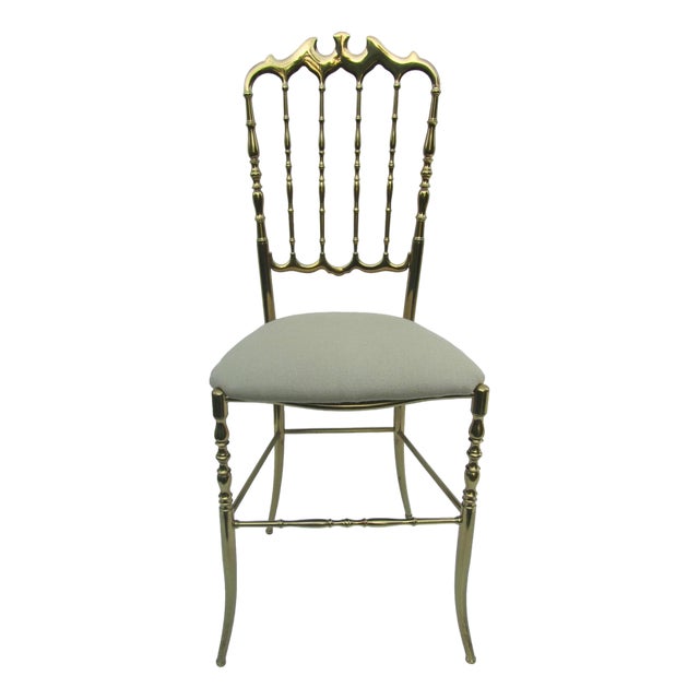 Italian Side Chair in Golden Brass by Giuseppe Gaetano Descalzi for Chiavari, 1950s For Sale