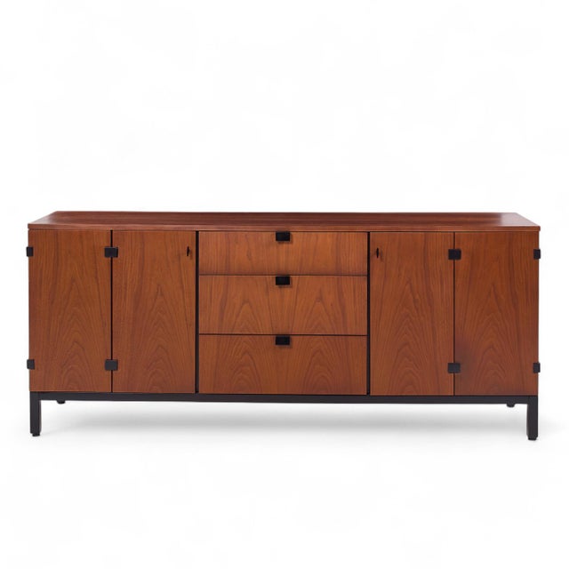 Milo Baughman for Directional Walnut Lowboy Dresser This lowboy measures: 72 wide x 18.5 deep x 30.5 inches high This...