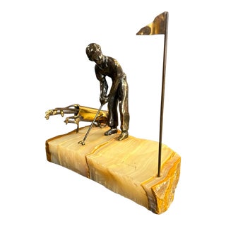 Vintage Bronze Statue of a Man Playing Golf, Signed Jim. United States, Circa 1980 For Sale