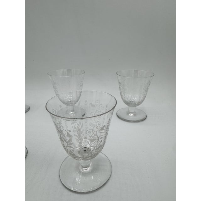 White Wine Glasses with Argentina Pattern from Baccarat, 1940, Set of 5 For Sale - Image 3 of 18