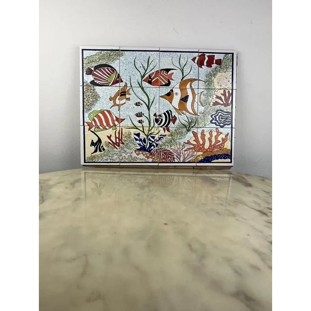 Hand Decorated Ceramic Panel, Italy, 1980s For Sale - Image 6 of 9
