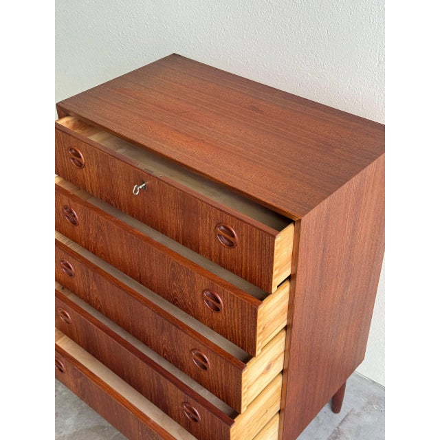 Mid Century Danish Teak Highboy Dresser - Vintage Scandinavian Chest of Drawers 1960s For Sale In Los Angeles - Image 6 of 10
