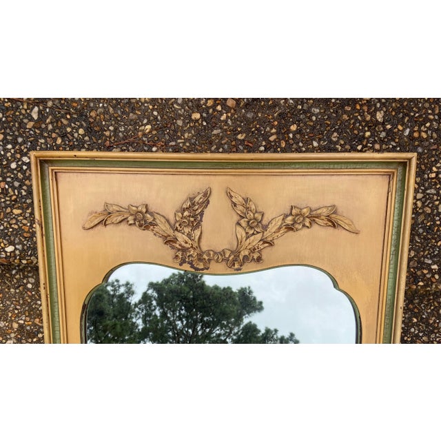 French Vintage Mid Twentieth Century Distressed Country French Trumeau Mirror For Sale - Image 3 of 8