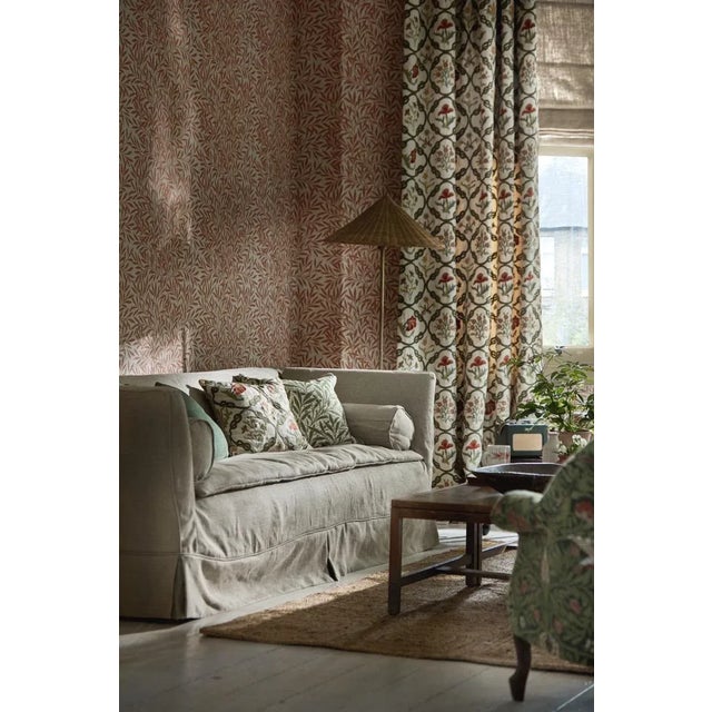 English Morris & Co Mays Coverlet Fabric in Indigo/Rose For Sale - Image 3 of 3