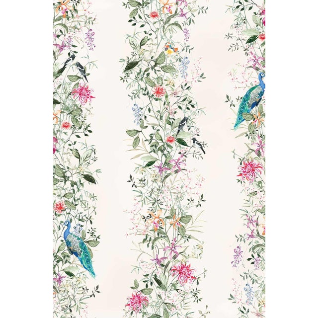 Not Yet Made - Made To Order Mahjong Floral Stripe Grasscloth Wallpaper by House Party | Soap White | 8 Yards For Sale - Image 5 of 8
