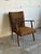 Mid-Century Modern Brown Upholstered Lounge Armchair With Wooden Frame Mid-Century Modern 1960s For Sale - Image 3 of 12