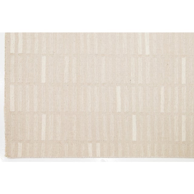 2010s Modern Geometric Designed Kilim Flatweave Wool Rug in Beige For Sale - Image 5 of 9